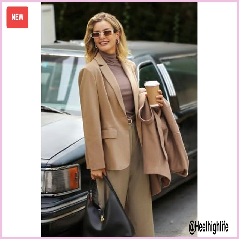 Slim Fit Blazer Open Front Long Sleeve Work Office Suit Jacket - Picture 4 of 8